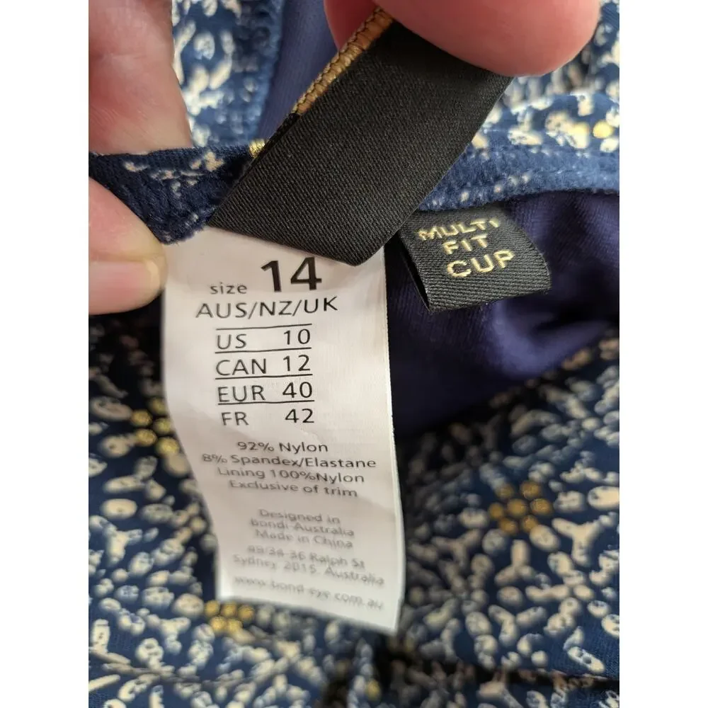 Bond-eye Australia Nip Tuck Tankini Swimsuit Set Size 10 Navy Gold Floral